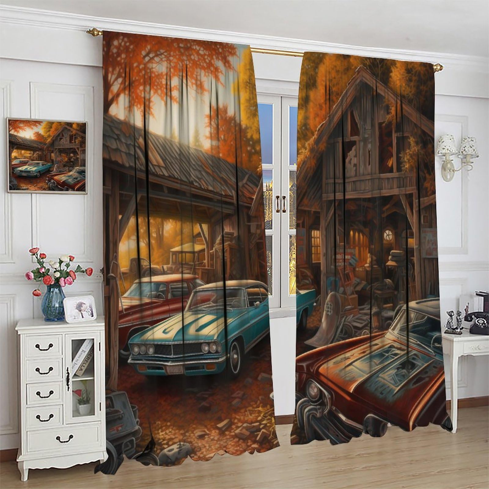 Amazon カーテンヴィンテージ 農家 納屋 レトロ Amazon LOMADIA